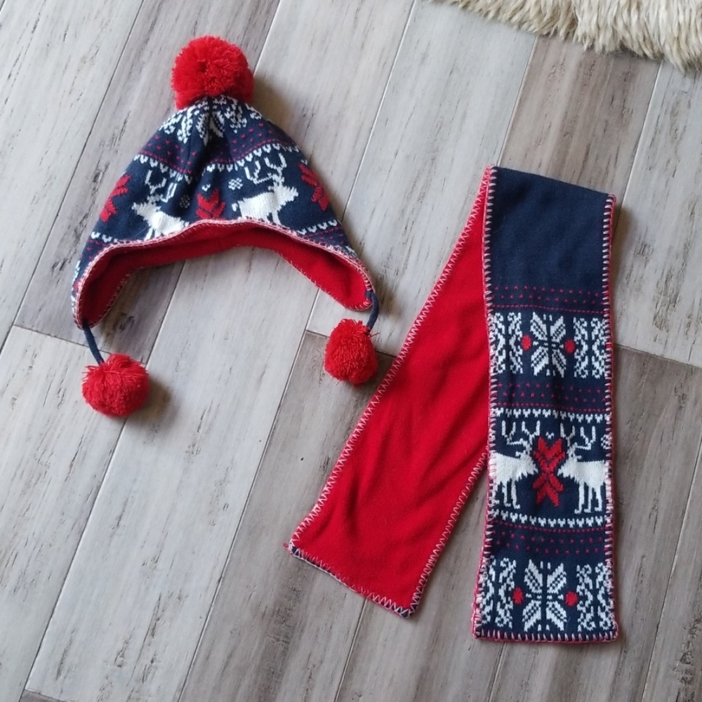 Next Reindoor Knit Scarf and Winter Cap Set